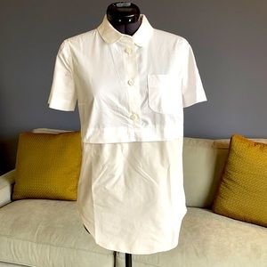 Carven White Blouse with Blush Underlay